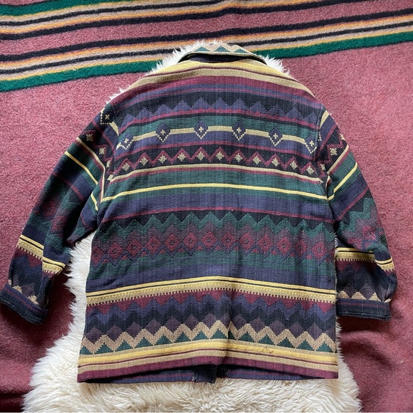 Vintage 90s tapestry jacket barn jacket southwestern woven pattern Susan Bristol - Picture 2 of 7
